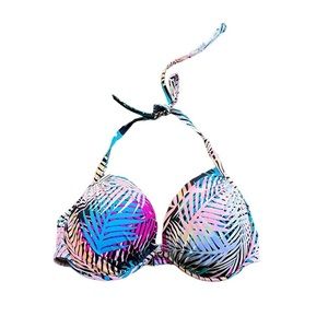 Tropical Print Halter Bikini Top